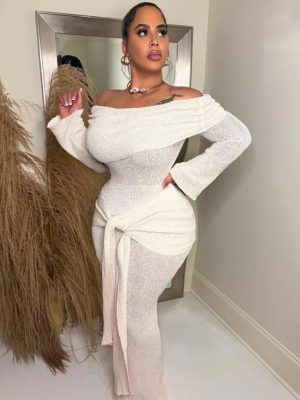 Champagne Glow Knit Gown